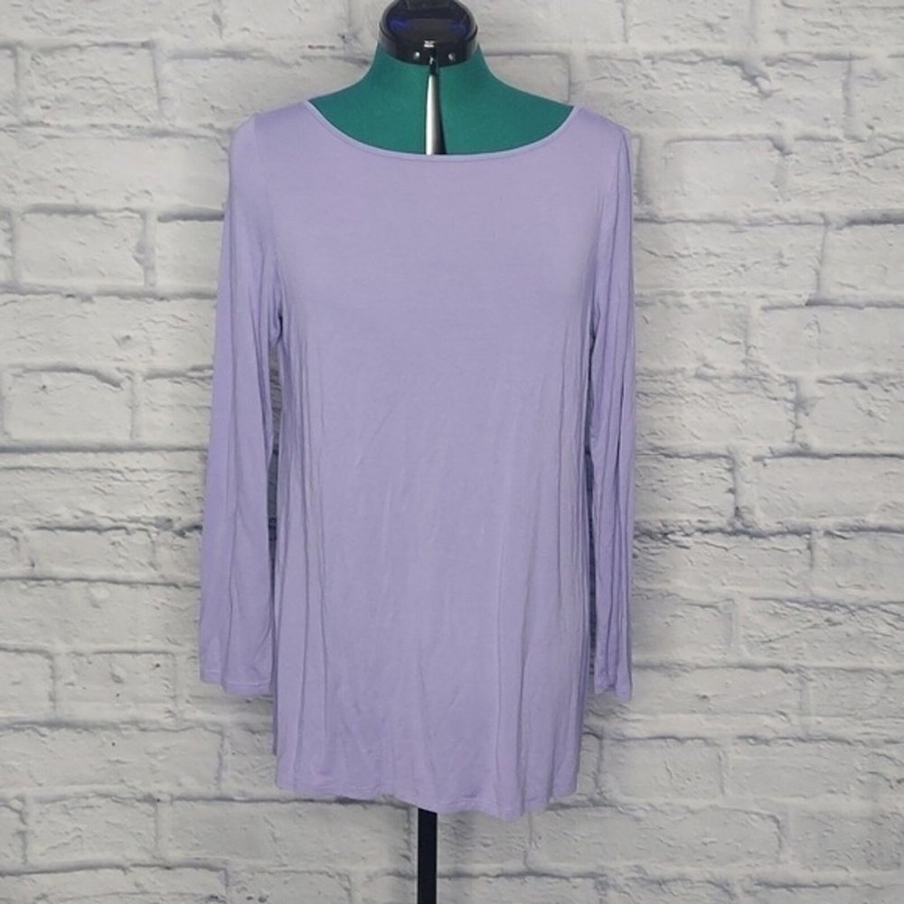 J jill Womens Lavender round neck casual long sleeve tee Sz M